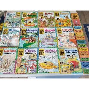 Highlights which way USA puzzle books new unused with state maps